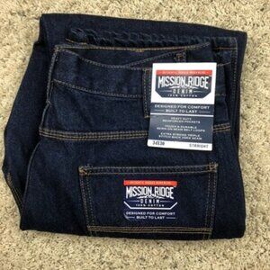 Men's 5-Pocket Mission Ridge Denim Straight Jeans - 34x30 NEW 100% Cotton